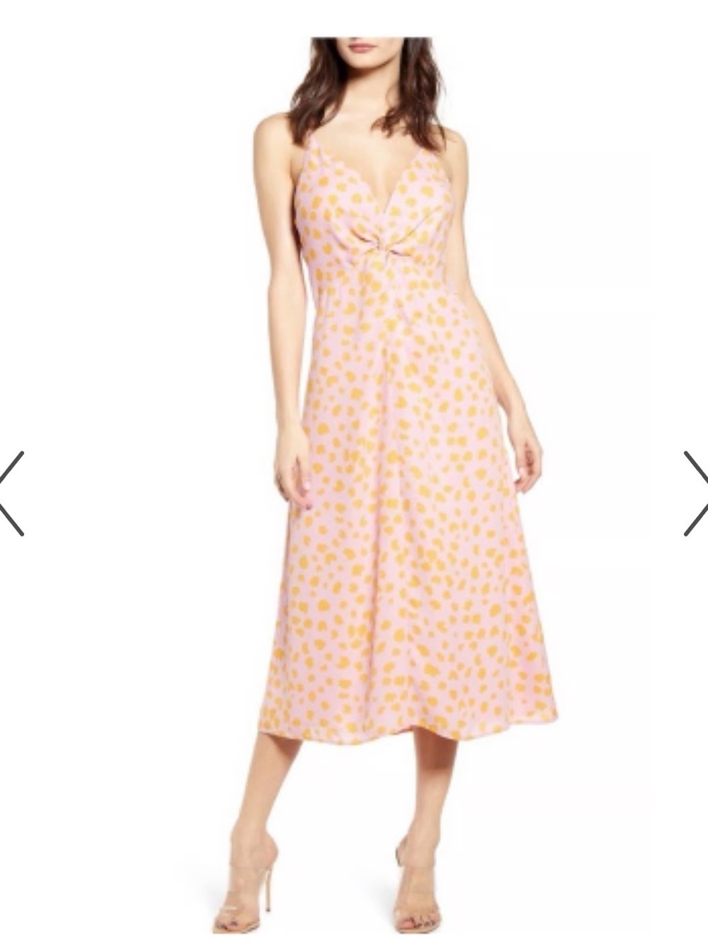 Leith Pink Midi Dress with Yellow Polka Dots